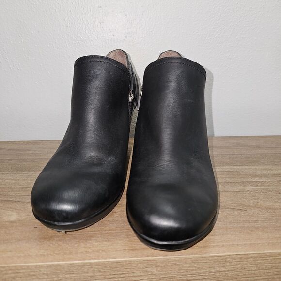 Dansko Women's Size EUR 38 US 7.5-8 Black Leather Marcia 3" Booties Clogs - Picture 4 of 11